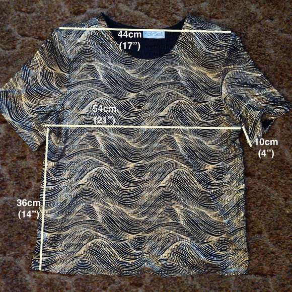 FairSet Vintage Gold Waves Short Sleeve Blouse with shoulder pads - Picture 3 of 7